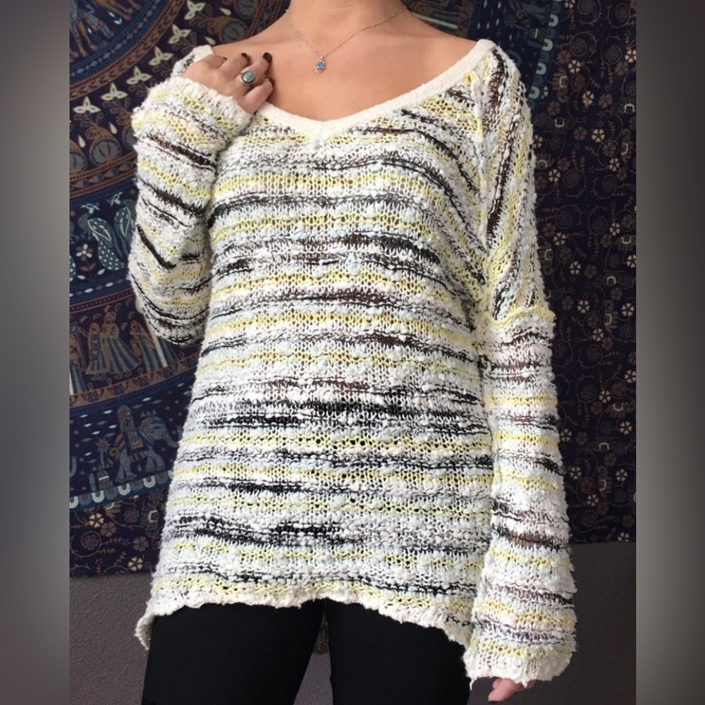 Free People knit pullover Marled Song Bird yellow knit sweater